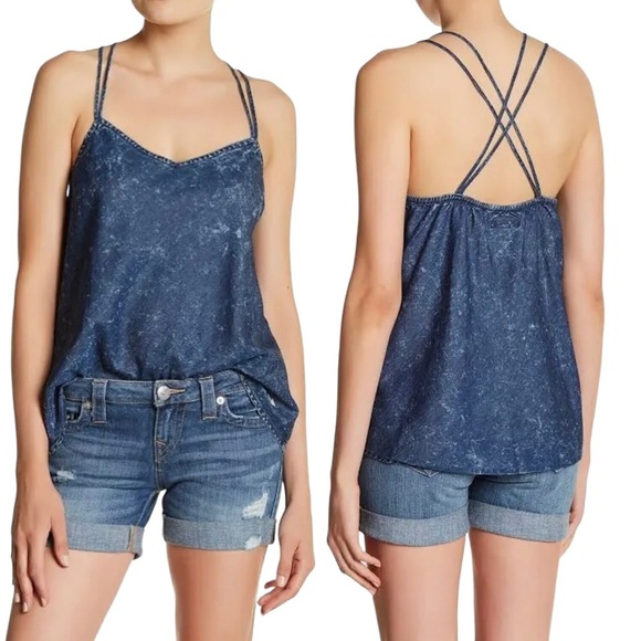 True Religion Denim Blue Cotton Blouse - Picture 1 of 7